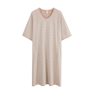 26夏女简约经典绵柔针织平纹彩条睡裙家居服朵朵可可