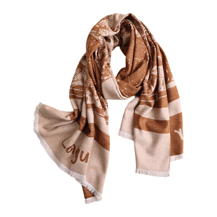 「大千世界」100%桑蚕丝国色经典加厚双面围巾百搭披肩两用女秋冬