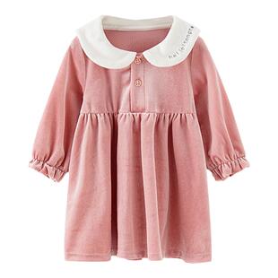 童泰女童连衣裙秋季女宝宝衣服裙子韩版时尚翻领洋气长袖公主裙
