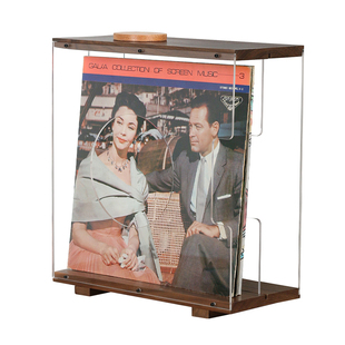 黑胡桃实木黑胶唱片架桌面黑胶LP收纳展示架12寸透明亚力克黑胶架