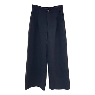 松紧腰羊绒呢九分直筒裤加绒加厚