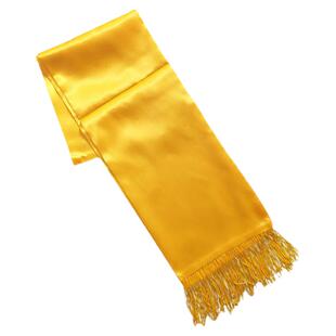 金黄色清明祭祖黄围巾宗亲会丝绸缎面金黄柠檬黄祭祀绶带定制印字