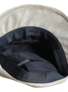 出口日韩~麂皮绒~褶皱设计平顶帽女秋冬复古质感百搭报童帽041