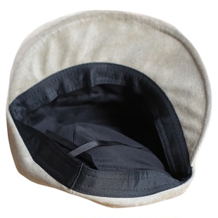 出口日韩~麂皮绒~褶皱设计平顶帽女秋冬复古质感百搭报童帽041