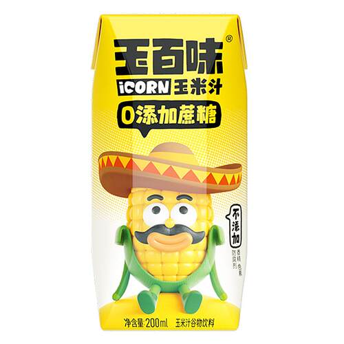 玉百味生榨玉米汁儿童早餐果蔬汁植物饮料非浓缩NFC工艺200ml*3盒