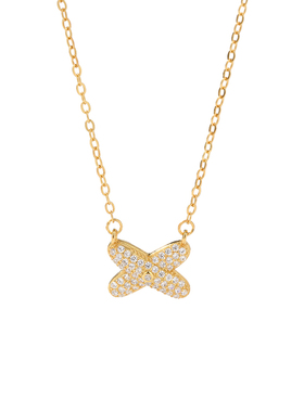 s925纯银交叉镶钻项链女轻奢高级