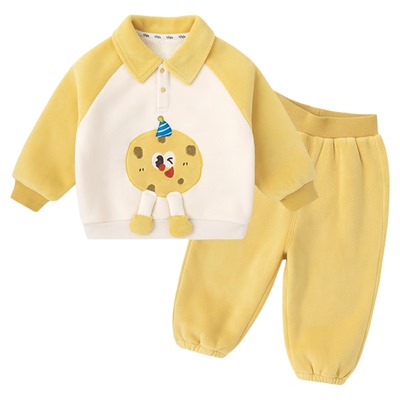 嘟嘟家男童套装冬季儿童卫衣裤子女童加绒上衣加厚长裤宝宝小童装