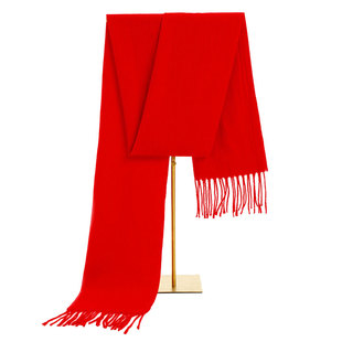 仿羊绒中国红围巾新年春节年会庆典拜年视频拍照道具大红色围巾