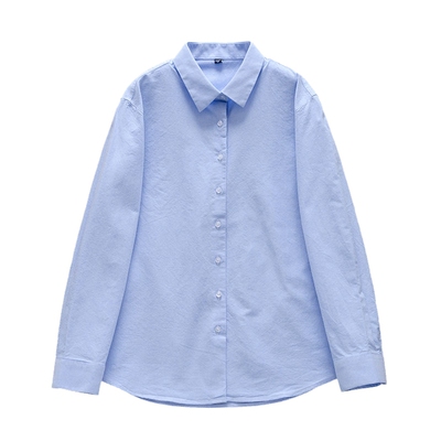 春秋全棉牛津纺通勤休闲衬衫女