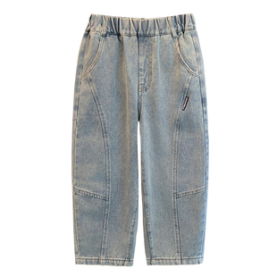 男童裤子秋冬2025新款中大童装男孩直筒休闲裤冬季加厚儿童牛仔裤