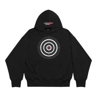 ATOP优等生重磅原创靶心复古长袖美式帽衫黑白连帽卫衣