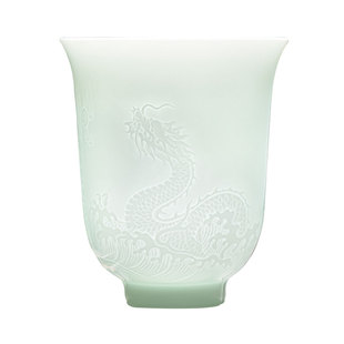 景德镇官方陶瓷十二生肖茶杯雕刻影青中式喝茶品茗主人杯生日礼物