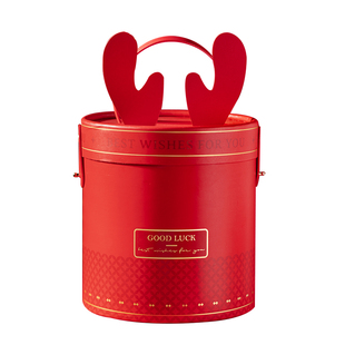过年伴手礼盒空盒子红色抱抱桶新年高级小众马年礼品盒小号包装盒