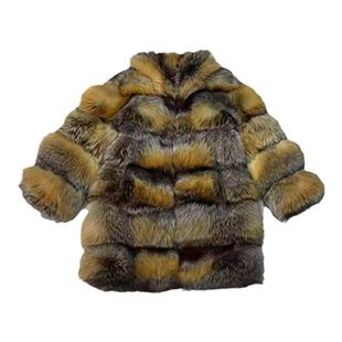 2025冬季新款银狐狸毛皮草外套年轻款红狐毛中长款立领气质大衣