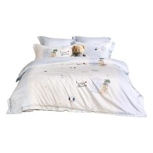 罗莱儿童A类60支全棉贡缎男孩三件套学生宿舍超柔四件套