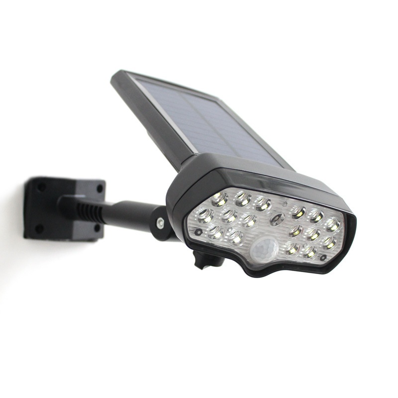 新款17led太阳能仿监控灯家用照明别墅人体感应小路灯鲨鱼灯