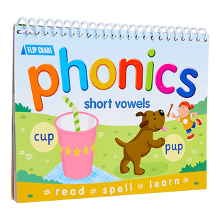 Flipover Phonics Short Vowels 里奥船长自然拼读台历卡 短元音 cvc英语自然拼读卡片 小学英文音标台历翻翻卡教具【中商原?