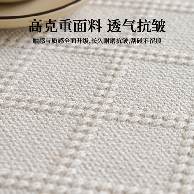 简约米白色棉麻沙发垫四季通用防皱加厚垫布防滑粗布透气坐垫盖巾