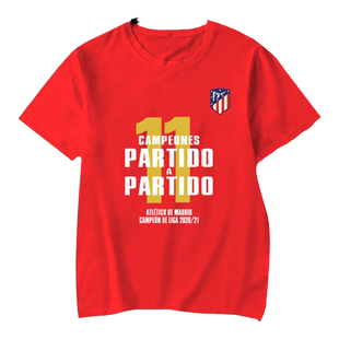 马竞队夺冠11冠马德里竞技苏亚雷斯短袖T恤衫男女纯棉半袖球衣服