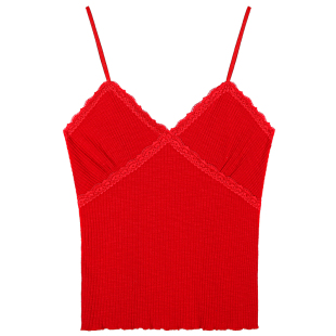 落落狷介吊带背心女内搭可外穿2025年新款小个子显瘦上衣蕾丝拼接