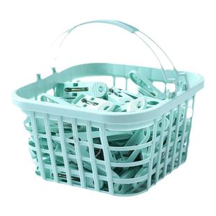 30个装防风夹晾衣夹内衣袜子塑料小夹子带收纳篮被子衣服晾晒夹