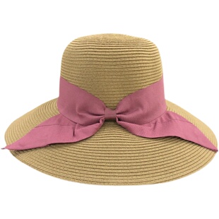 日本kawatani蝴蝶结草帽编织防晒帽遮阳帽防紫外线可折叠春夏