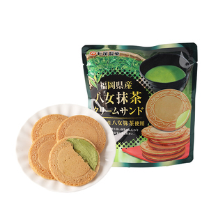 新品 日本进口食品 七尾制果 抹茶口味夹心薄脆圆饼 66g 休闲零食