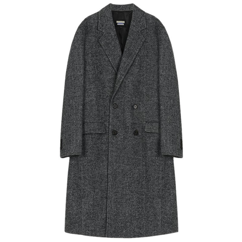 冬季韩版潮风人字双排扣毛呢大衣