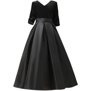 女童高档大提琴演奏服中大童钢琴考级服儿童生日公主裙半袖晚礼服