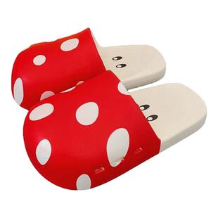 细细条 创意可爱红绿蘑菇包头拖鞋女夏EVA外穿防滑海边沙滩鞋ins