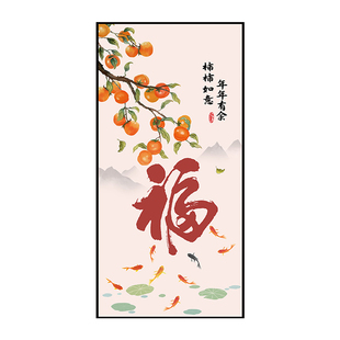 玄关装饰画入户正对门自粘墙贴画中式3d立体壁画客厅走廊过道挂画