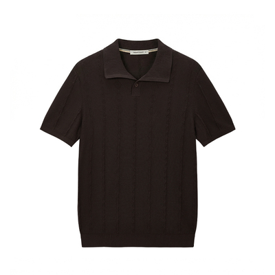 WANTSUIT咖色针织POLO衫