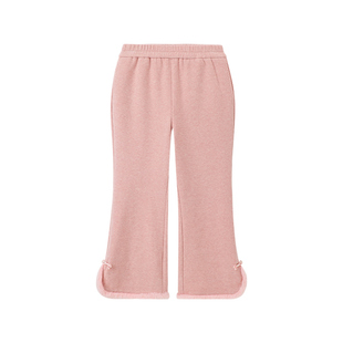 布丁哈鲁冬装女童童装裤子2026秋冬季新款儿童新中式加绒微喇裤