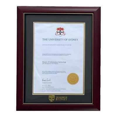 【进口松木】澳洲毕业证书相框悉尼大学相框烫金定制
