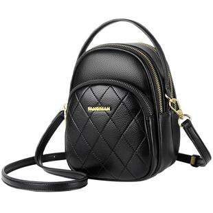 凡思曼精致小包多层软皮包包女斜挎包2025时尚百搭黑色手提单肩包