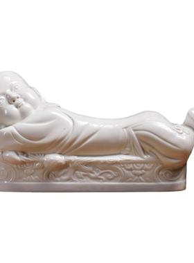 三义成白瓷凉枕摆件中式孩儿枕