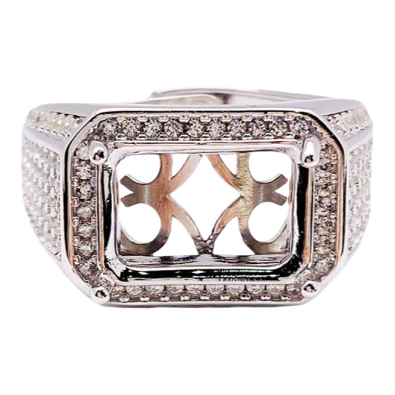 奢华满钻款倒角长方形男款戒托