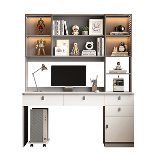 书桌书架一体桌子台式电脑桌卧室家用学生实木写字桌高中生学习桌