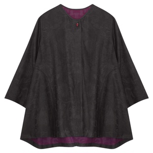 萧娘【紫棠】缠枝花四经绞罗香云纱新中式圆领国风女短外套2600