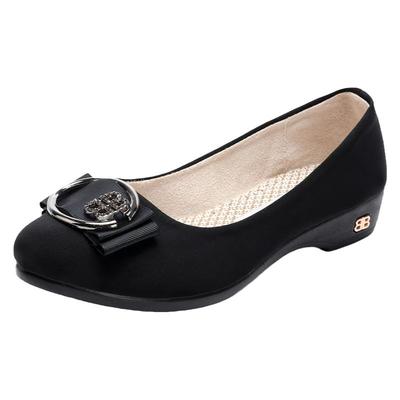 老北京布鞋女时尚款高档软底软面上班工装鞋一脚蹬防滑小坡跟女鞋