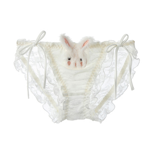 兔子内裤少女系带可解纯欲性感蕾丝薄款大码甜美女生中低腰三角裤