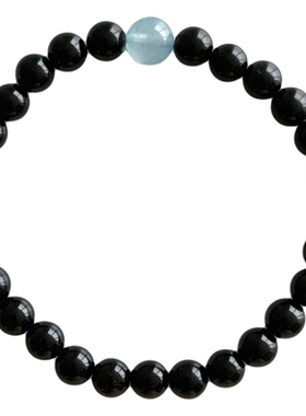 OkFineyard天然黑曜石海蓝宝手串女高级感水晶串珠情侣款手链礼物
