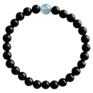 OkFineyard天然黑曜石海蓝宝手串女高级感水晶串珠情侣款手链礼物