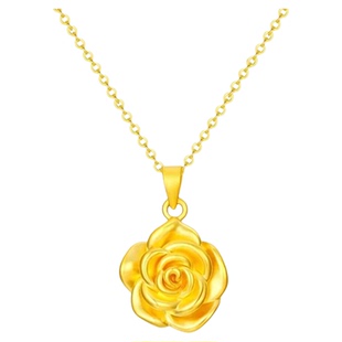 老凤祥玫瑰花黄金项链女足金吊坠2025新款纯金颈饰生日礼物送女友
