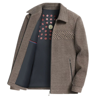 啄木鸟中年男士外套夹克衫翻领春秋季薄款中老年人爸爸春装上衣服