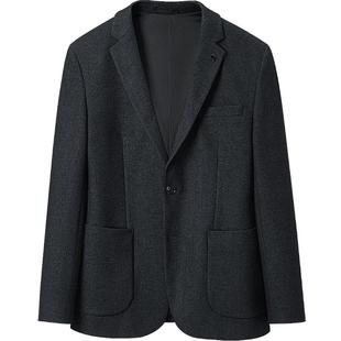 HLA/海澜之家绒感弹力休闲西服男25秋冬新时尚花纹修身西装外套男