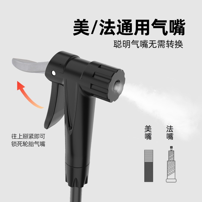 自行车打气筒电动车公路车汽车带踩脚高压便携式家用充气气压表筒