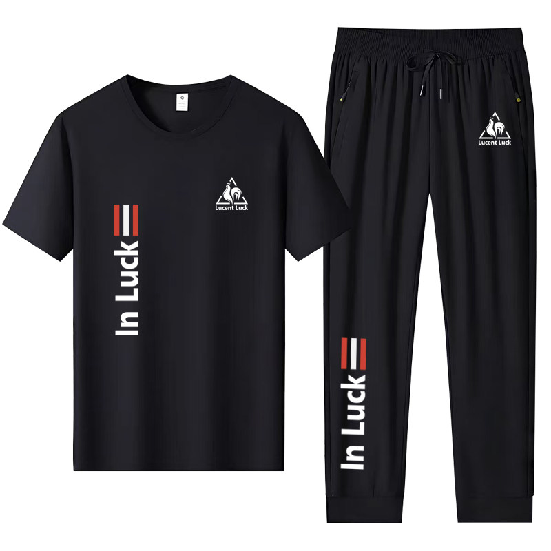 新款男士冰丝速干休闲运动服套装