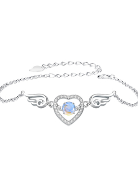 真爱之翼月光石纯银手链送女友