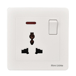 86型暗装墙壁插座面板16A热水器一开带三孔13A三孔插座带指示灯